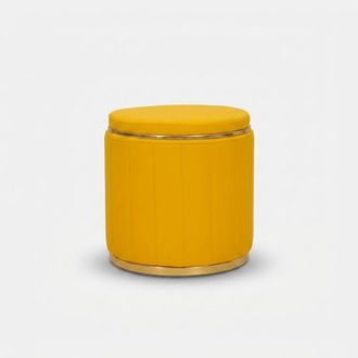 Les Tendances Pouf Contenitore Rotondo Imbottito In Pu London - Giallo