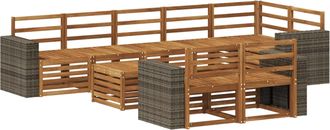 vidaXL Conjunto De Sof&aacute;s De Exterior 9 Uds. Natural Poli&eacute;ster Vidaxl
