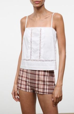 Staud Corinna Lace Detail Cotton Top in Ivory at Nordstrom, Size X-Small