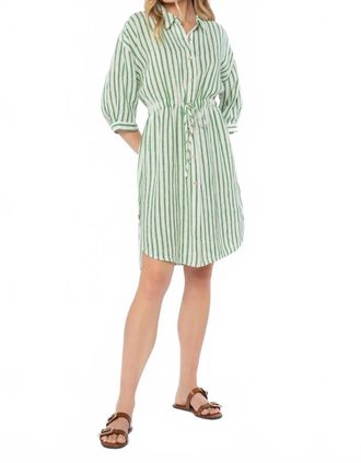 Velvet Heart Jenneva Dress In Green Foliage Stripe