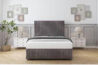 Comfort Beds The Foxy Naples Divan Set 4 Drawers-54 Headboard-Footboard in Grey | Size: Super King