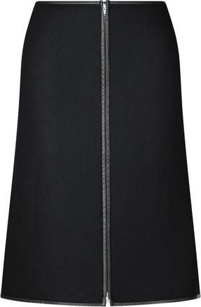 Jil Sander Wollen Midi Rok - Dames - Midirokken - Zwart - M - Wol - Rokken