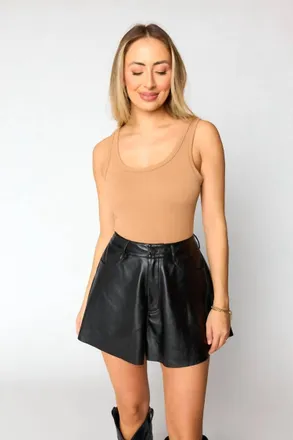 BuddyLove Emerson Vegan Leather Shorts In Black