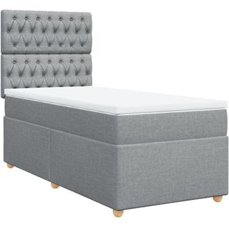 vidaXL Vidaxl - Cama Box Spring Con Colch&oacute;n Tela Gris Claro 80x200 Cm