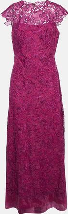Tadashi Shoji Burgundy Floral Lace Maxi Dress