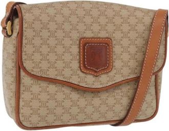 Celine Pre-owned Vintage Macadam Canvas Shoulder Bag - unisex - Vintage Schoudertas - Beige - ONE Size - Leer - Vintage