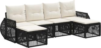 vidaXL Conjunto De Sof&aacute;s De Jard&iacute;n 6 Uds. Negro Y Blanco Crema Vidaxl