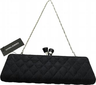 Sondra Roberts Womens Fabric Quilted Clutch Bag In Black