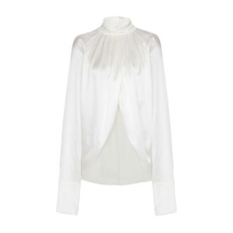 Balmain Draped silk blouse - female - Balmain - Blouses - White - S - Blouses & Shirts