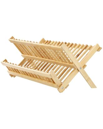MegaChef 2-Tier Collapsible Kitchen Bamboo Drying Dish Rack