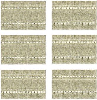 OEM Manteles Individuales, 6 Piezas, Poli&eacute;ster, Posavasos, Tejido, Resistente Al Calor, Lavable, Estilo Bohemio, Decoraci&oacute;n De Mesa, 4530cm, Verde