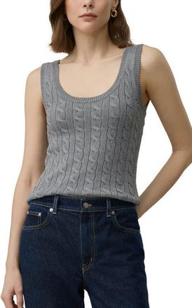 LilySilk Silk-Cotton Cable-Knit Tank in Medium Heather Gray at Nordstrom, Size X-Small