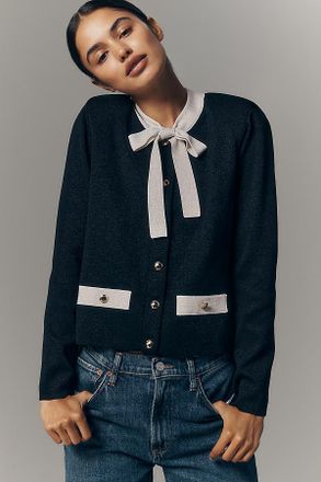 Retrof&ecirc;te Virginie Neck-Tie Cardigan Sweater