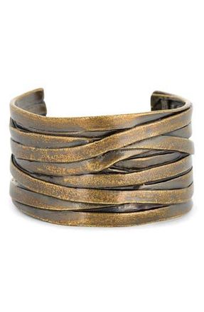 Karine Sultan Layered Ribbon Cuff Bracelet in Brass at Nordstrom Rack