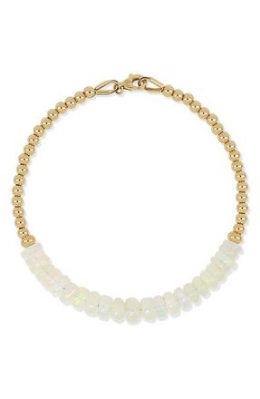 Bony Levy 14K Gold Iris White Opal Beaded Bracelet in 14Ky 24Oprd12.52 at Nordstrom, Size 7