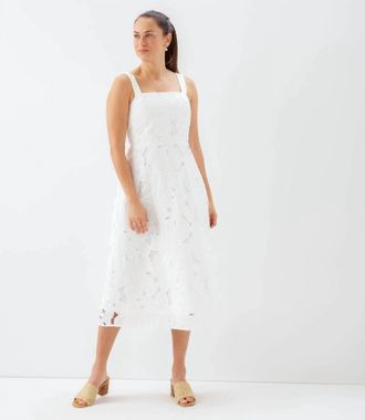 Karen Kane Embroidered Cut-Out Sundress In Off White
