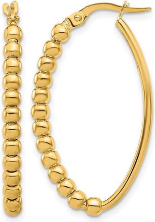 Diamond2Deal 14K Yellow Gold Beaded Oval Shape Hoop Earrings