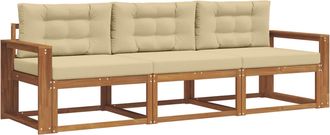 vidaXL Conjunto De Sof&aacute;s De Exterior 3 Uds. Natural Y Beige Vidaxl