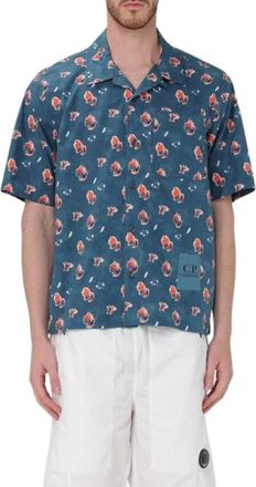 C.P. Company Short Sleeve Shirt - Heren - Korte mouwen Overhemden - Blauw - M - Katoen - Overhemden