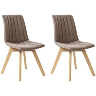 Beliani Beliani - Set di 2 Sedie da Pranzo Tessuto tortora e Gambe in Legno Calgary