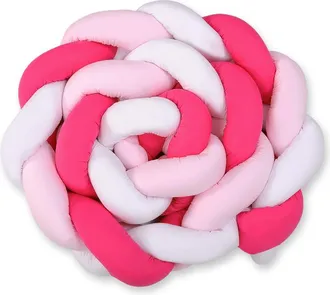OEM Protector De Cuna Trenzado Xxl - Blanco-rosa Oscuro - Rosa