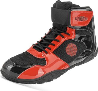 Generic Boxing Shoes for Men Mid-Top Fighting Sports Training Footwear Breathable Non Slip Adult Fitness Sneakers,Black,6.5 UK