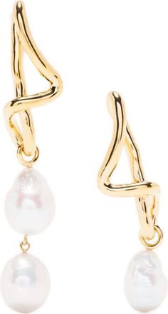 Missoma Molten baroque-pearl drop earrings - women - 18kt Gold Plated Brass/Pearl - One Size