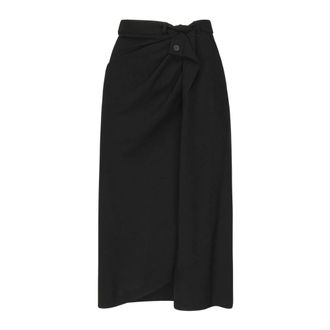 Balenciaga Draped Crepe Midi Skirt - female - Balenciaga - Midi Skirts - Black - XS - Skirts