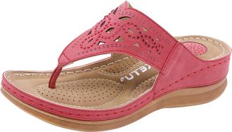 Generic 2026 Flip Flops Women Summers On Hollow Slip Out Slippers Shoes Crystal Womens Slipper (Red, 5.5)