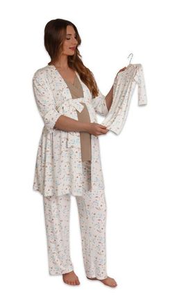 Everly Grey Analise During & After 5-Piece Maternity/Nursing Sleep Set for Mom & Baby in Nest at Nordstrom, Size X-Large