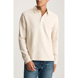 Mavi Contrast Collar Long Sleeve Polo in Peyote at Nordstrom, Size Xx-Large