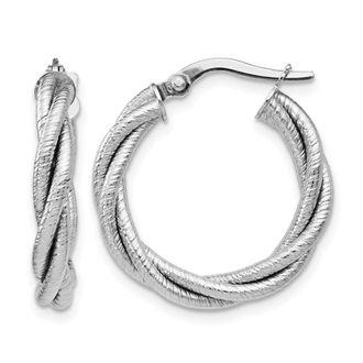Diamond2Deal 14K White Gold Twisted Triple Twist Fancy Hoop Earrings