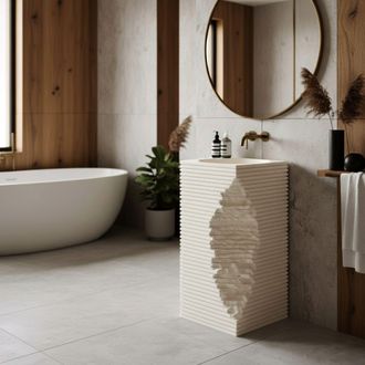 Rea Lavabo De Pie Rea Travena Square Beige, Stone Imitation