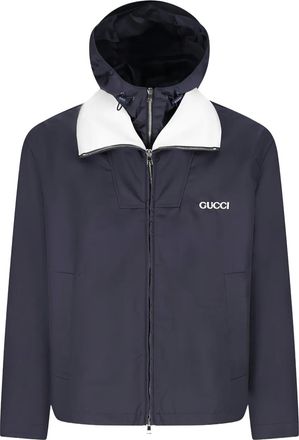 Gucci Jack met aangehechte capuchon en logodetail - Blauw