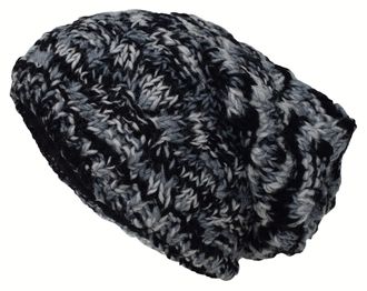 Gheri Cable Knit Winter Fleece Lined Slouch Beanie Wool Rasta Hat Black Tie Dye
