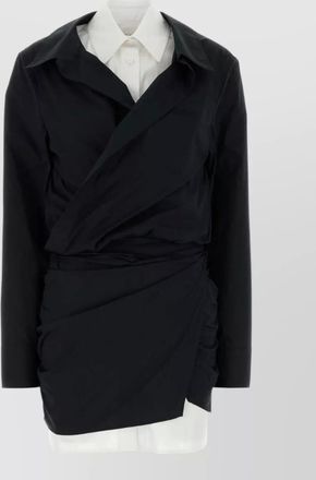 The Attico stretch poplin mini dress draped layered