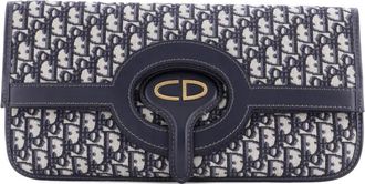 Dior Fold Over Oblique Canvas clutch bag - Blauw