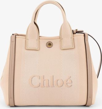 Chlo&eacute; Womens Canvas Crossbody Bag Carry Beige Cotton Shoulder