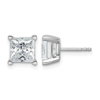 Diamond2Deal 14k White Gold 5 ct Princess Lab Grown Diamond Stud Earrings VS Clarity, D-E Color