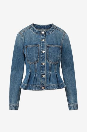 Veronica Beard Taillierte Jeansjacke mit Schoss Zahara