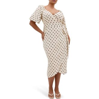 City Chic Claudine Print Wrap Midi Dress in Sweet Spot at Nordstrom, Size Xxxs
