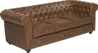 Vente-Unique Sof&aacute; de 3 plazas CHESTERFIELD de microfibra envejecida