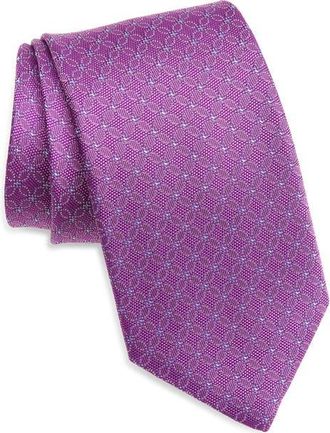 David Donahue Geometric Silk Tie in Berry at Nordstrom