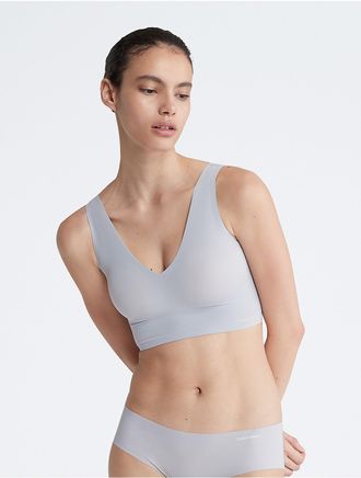 Calvin Klein Womens Invisibles Lightly Lined V-Neck Bralette - Grey - XS