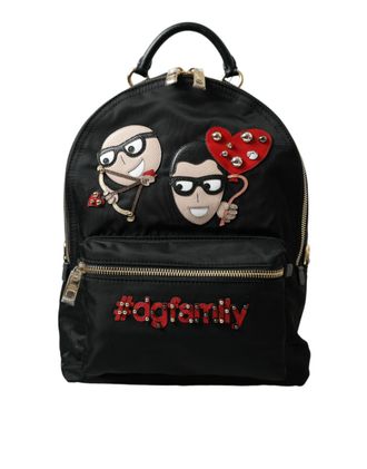 Dolce & Gabbana Zwarte DGFAMILY Versierde Rugzak VULCANO Tas