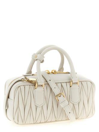 Miu Miu Arcadie Nappa Leather Top Handle Bag - Cream