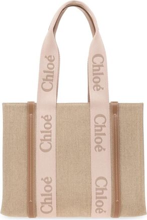 Chlo&eacute; Woody Medium Shopper Tas - Dames - Shoppers - Beige - ONE Size - Linnen - Tassen
