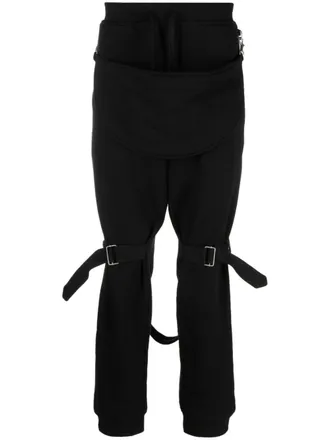 Moschino buckled layered straight trousers - men - Cotton - 48 - Black