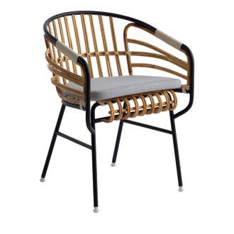 CASAMANIA Raphia Black Rattan Chair with Cushion by LucidiPevere