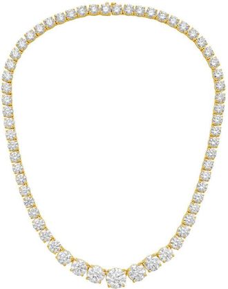 Diana M. Jewels 14kt Yellow Gold 110cts lab grown Round diamond 4 Prong Graduated tennis necklace